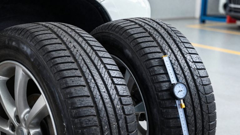 New vs worn tyre tread showing when tyres need replacing.