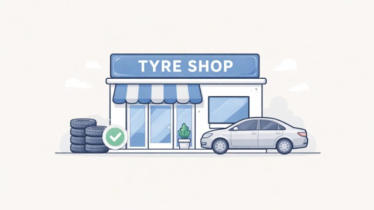 Mechanic fitting tyres in a garage, mobile tyre van service and tyre delivery options shown together, representing flexible tyre solutions in Burton Latimer.