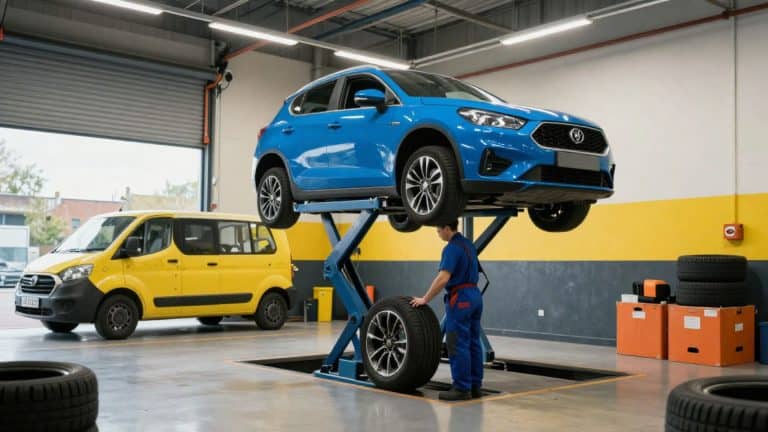 Mechanic fitting tyres in Wellingborough with mobile fitting and delivery options available.