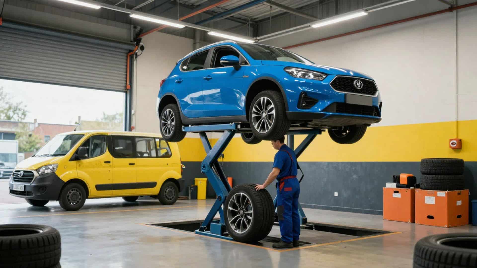 Mechanic fitting tyres in Wellingborough with mobile fitting and delivery options available.